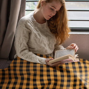 Herfst Herfst Eenvoudige Oranje Buffalo Check Fleece Deken