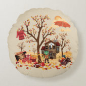 Herfst Herfst en landschap Rond Kussen (Voorkant)