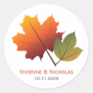 herfst Herfst esdoorn verlaat rustieke bruiloft Ronde Sticker