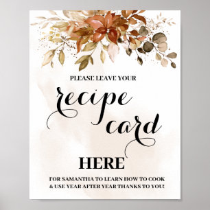 Herfst herfst Eucalyptus Recipe Card Sign Poster