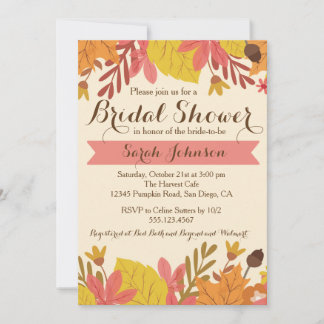 Herfst herfst Floral Bridal Shower Kaart