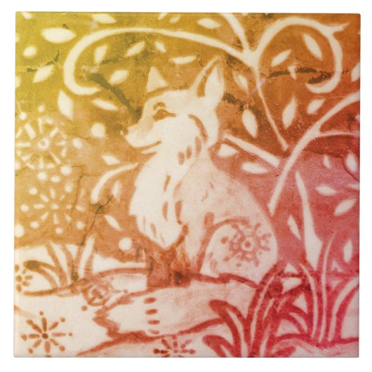 Herfst herfst Fox Snow Gold Copper Winter Woodland Tegeltje (Voorkant)