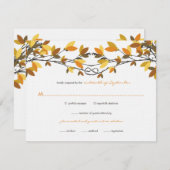 Herfst herfst geknoopt liefde bomen bruiloft RSVP  (Voorkant / Achterkant)