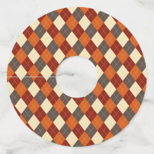 Herfst/Herfst Gingham patroon Wijnglaslabel