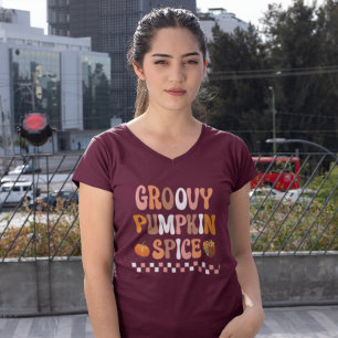 Herfst Herfst-Groovy Pumpkin Spice Design T-shirt