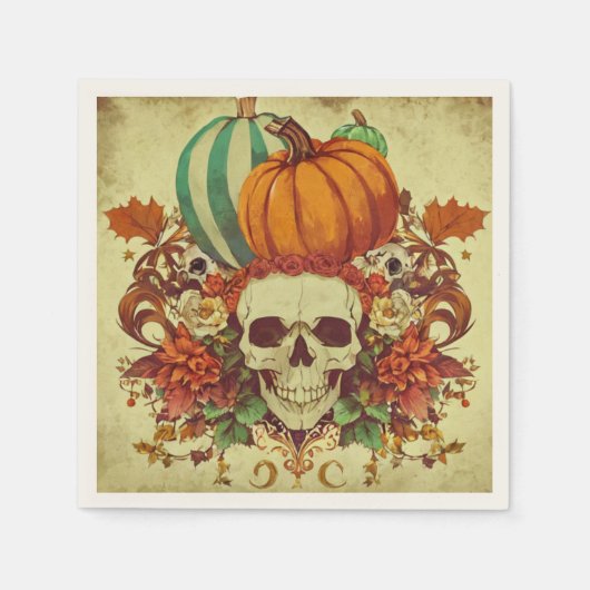 Herfst/Herfst/Halloween/pompoen/skelet Servet (Voorkant)