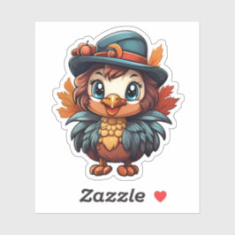 Herfst herfst Happy Thanksgiving Schattige Turkije Sticker
