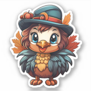 Herfst herfst Happy Thanksgiving Schattige Turkije Sticker