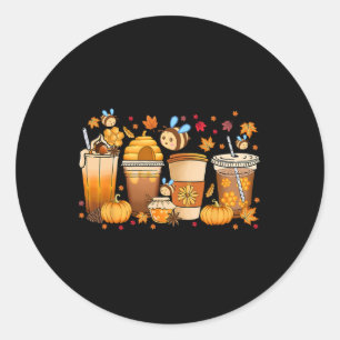 Herfst Herfst Horror Latte Herfst Koffiekopjes Gho Ronde Sticker
