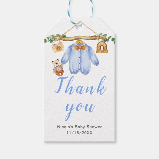 Herfst Herfst Kleding Line Boy Baby shower Cadeaulabel (Voorkant)
