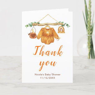 Herfst Herfst Kleding Line Meisje Baby shower Bedankkaart