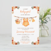 Herfst Herfst Kleding Line Meisje Baby shower Kaart (Staand voorkant)
