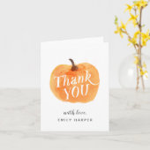 Herfst Herfst Kleine Pompoen Gevouwen Dank u kaart (Gele Bloem)