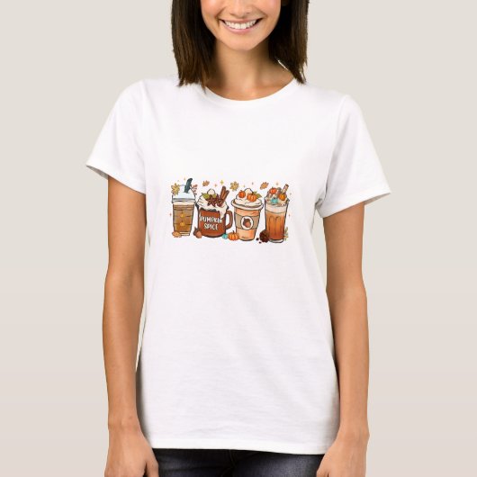 Herfst herfst koffie pompoen kruid t-shirt (Voorkant)