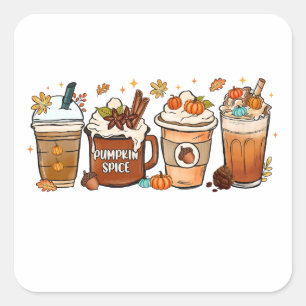 Herfst herfst koffie pompoen kruid vierkante sticker