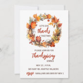 Herfst Herfst krans Thanksgiving Diner Kaart (Voorkant)