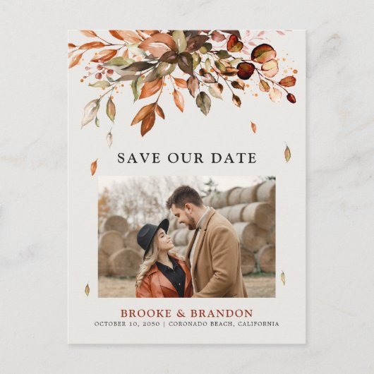 Herfst herfst laat rustiek land opslaan de datum briefkaart (Voorkant)