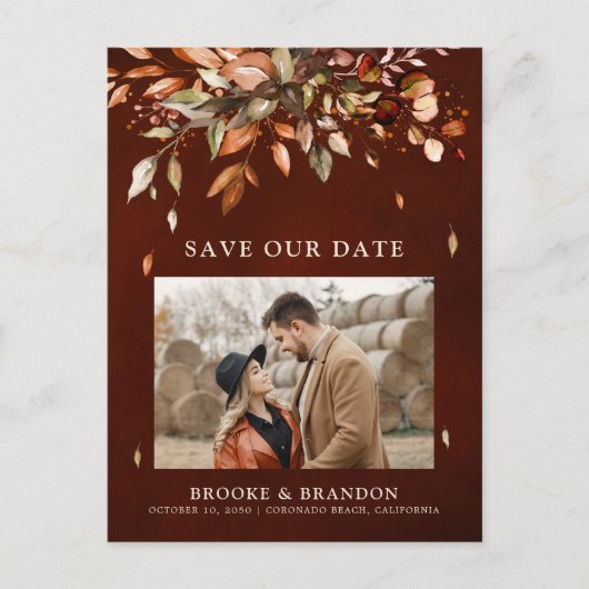 Herfst herfst laat rustiek land opslaan de datum briefkaart (Voorkant)