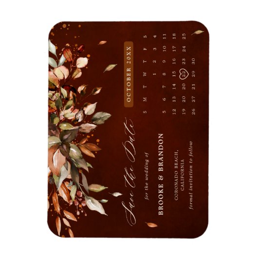 Herfst herfst laat rustiek land opslaan de datum magneet (Verticaal)