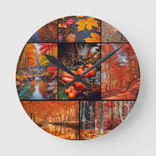 Herfst Herfst Landschap Foto Collage Art Ronde Klok
