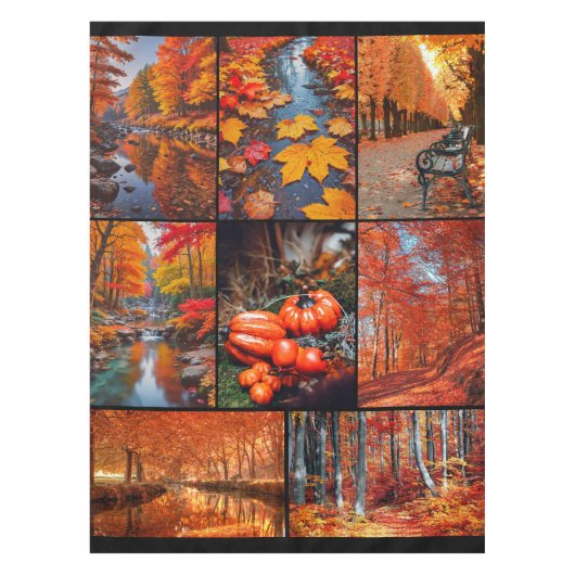 Herfst Herfst Landschap Foto Collage Art Tafelkleed (Voorkant)