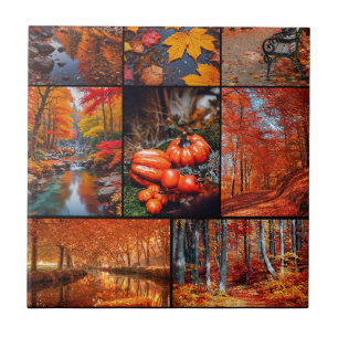 Herfst Herfst Landschap Foto Collage Art Tegeltje