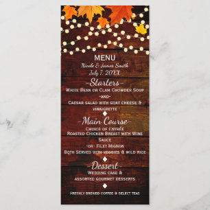 Herfst herfst Leaves & String Lights Wedding Menu