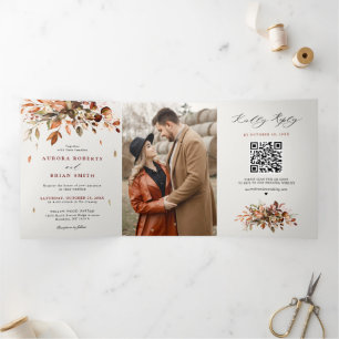 Herfst herfst leest roestrijk land boho Wedding Drieluik Aankondiging