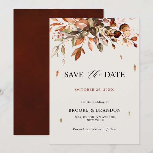 Herfst herfst leest roestrijk land boho Wedding Save The Date (Voorkant / Achterkant)