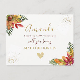 Herfst Herfst Maid of Honor Bridesmaid voorstel Uitnodiging Briefkaart