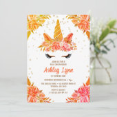 Herfst Herfst Onederland Eenhoorn 1e Verjaardag Kaart (Staand voorkant)