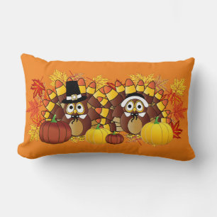 Herfst herfst Owl Turkey Pilgrims   THANKSGIVING Kussen
