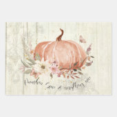 Herfst herfst pompoen bladeren rustieke hout decou inpakpapier vel (Voorkant)