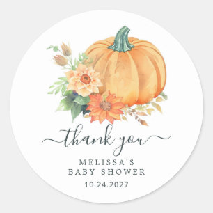 Herfst/herfst pompoen bloemig Baby shower dank u Ronde Sticker