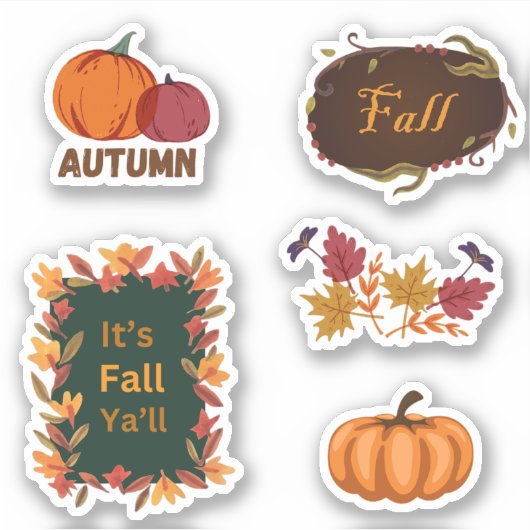 Herfst/herfst pompoen en bladeren sticker pack (Voorkant)