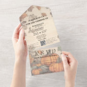 Herfst Herfst Pompoen Oogst Waterverf QR Code All In One Uitnodiging (Afscheurbaar)