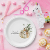 Herfst herfst pompoen rustiek bloemig groen papieren bordje (Feest)