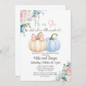 Herfst Herfst pompoenen onthullen genderuitnodigin Kaart (Voorkant / Achterkant)