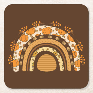 Herfst/Herfst regenboog Vierkante Kartonnen Onderzetter