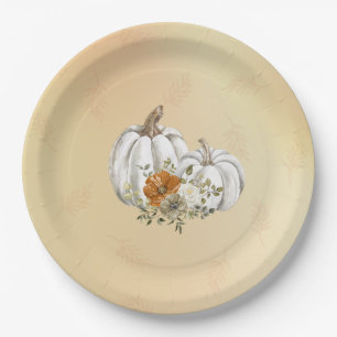 Herfst herfst roest witte pompoenen bruiloft papieren bordje