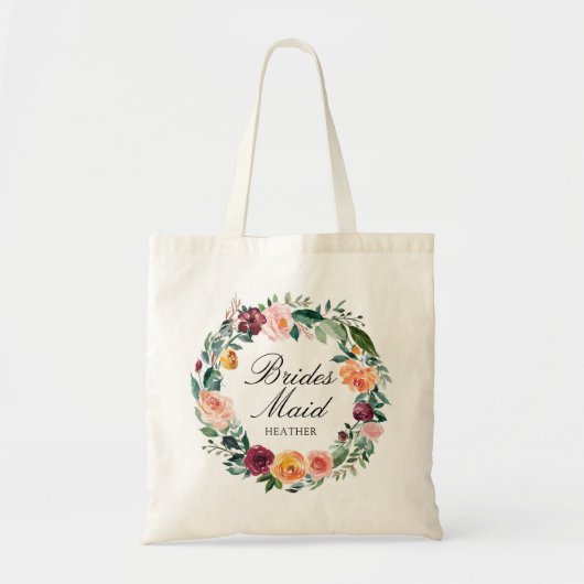 Herfst Herfst Roos Bloem Bloemen Krans Bruidsmeisj Tote Bag (Voorkant)