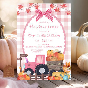 Herfst Herfst Roze Bow Pompoen Patch Verjaardag Kaart