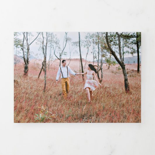 Herfst herfst rustiek land bladeren krans bruiloft drieluik uitnodiging (Cover)