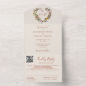 Herfst Herfst Rustieke Bloemen QR Code Bruiloft All In One Uitnodiging (Binnen)