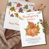 Herfst Herfst Rustieke Pompoen Thanksgiving Diner Kaart