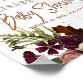 Herfst herfst rusty floral baby shower welkomsttek poster (Hoek)