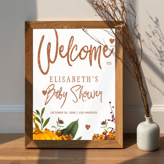 Herfst herfst rusty floral baby shower welkomsttek poster