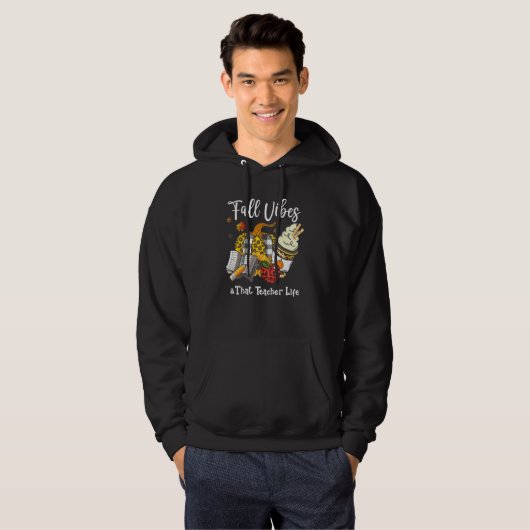 Herfst herfst seizoen vibes Thankful Teacher Life Hoodie (Voorkant volledig)