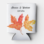 Herfst Herfst Sinaasappel bladeren Waterverf bruil Blikjeskoeler (Voorkant)