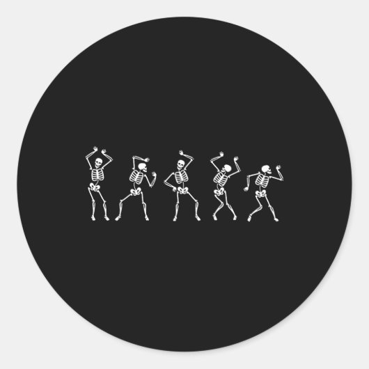 Herfst Herfst Skeleton Dansen Ronde Sticker (Voorkant)